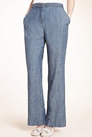 Classic Collection Flat Front Bootcut Trousers with Linen