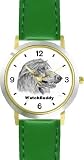 Afghan Hound (SC) Dog - WATCHBUDDY CLASSIC DELUXE TWO-TONE THEME WATCH - Arabic Numbers-Green Leather Strap-Size-Large ( Men's Size or Jumbo Women's Size )