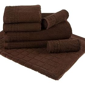 6pc Spa Towel Set with Bonus Rug, Chocolate by SmartBargains