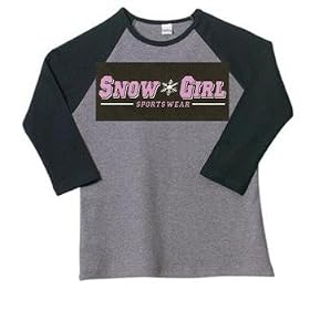 SnowGirl SS Tee - Black - Pink SnowFlake Logo (snowboarding snowmobiling ) by SnowGirl Sportswear