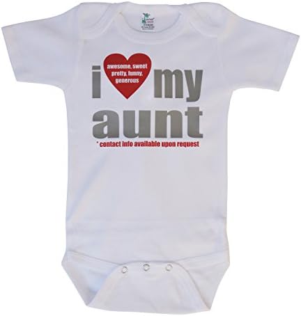 Pressin Unisex-Baby I Love My Aunt White Bodysuit 3-6mths Red/Grey Print
