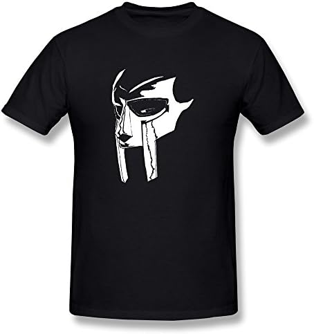 XUEJW Men's MF Doom LOGO Cotton Round Collar T Shirt,XL,Black