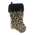 Leopard Print Plush Stocking - Tan/Black (19")