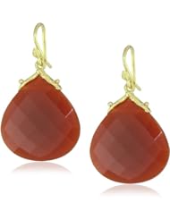 Gabrielle Sanchez 20x20mm Faceted Red Onyx Drop with Medium Double Seed Earrings