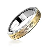 Bling Jewelry Unisex Mens Comfort Fit Gold Celtic Dragon Mens Tungsten Ring 5mm - Size 7