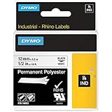 DYMO RhinoPRO Industrial-Strength Permanent Adhesive Fabric Label Tape, 1/2-inch, 18-foot Cassette, White (18483)