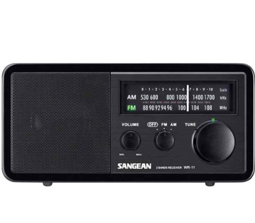 Sangean WR-11 B Uhren Radio (MW/-UKW Tuner, LED, Stereo Kopfhöreranschluss) schwarz