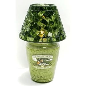 Aromalux Home-Woodland Spruce Jar Candle with Mosiac Glass Shade Gift Set by ArtofAppreciation.com