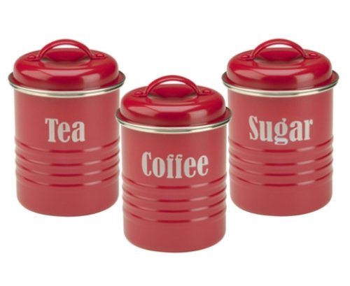 Typhoon Tea, Coffee, and Sugar Canisters, Red