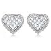 Sterling Silver Natural Diamond Micro Pave Heart Stud Earrings
