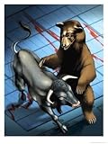 Bull and Bear Fighting Art Giclee Poster Print by Dynamic Graphics, 24x32
