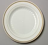 10 1/4 Gold Band Disposable Dinner Plates-120 Pack