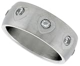 Surgical Steel 5/16 (8mm) Domed Band with CZ Stones all around.