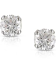 14k White Gold Diamond Solitaire Stud Earrings (0.09 Cttw, I-J Color, I1-I2 Clarity)