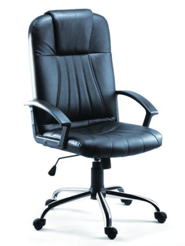 MICHELLE Black Leather Office Chair (Leather-faced) 