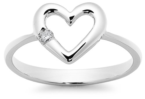 14k White Gold Diamond Heart Ring (.05 cttw, H-I Color, I1-I2 Clarity)
