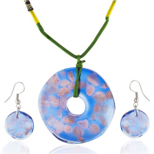 Childrens Toyshop  Jewelry : Blue And Gold Murano Glass Set