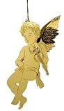 Angel & Violin Christmas Tree Ornament - Brass