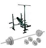 MARCY FOLDABLE WEIGHT BENCH and 50KG BARBELL DUMBBELL SET