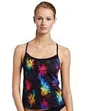 IMAGE OF Speedo Womens Pixel Palm Mesh Splice Tankini Top, Black, X-Small