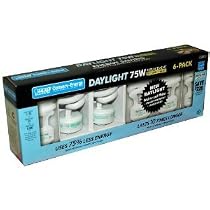 Feit Electric 18-Watt Compact Fluorescent Light Bulb, Daylight, 75-Watt Equivalent, 6-Pack
