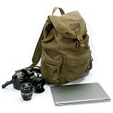 Koolertron For Sony Canon Nikon Olympus Have Special Position For Notebook Computer Laptop Canvas Vintage DSLR SLR Camera Shoulder Case Backpack Rucksack Bag With Waterproof Rain Cover