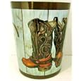 Western COWBOY boot Horse shoe WASTEBASKET can