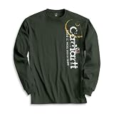 Carhartt Men\'s Long Sleeve Distressed Logo T-Shirt (Olive) - XXL - Regular