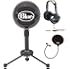 Blue Microphones Snowball Plug & Play USB Microphone Black Bundle with Pop Filter and Studio Headphones