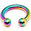 8 Gauge Rainbow Grade 5 Titanium Horseshoe Circular Barbell