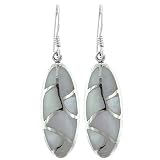 Sterling Silver Oval Mother Of Pearl Earrings