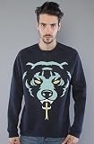 Mishka The Oversized Death Adders Crewneck in Navy hood ,Sweatshirts for Men