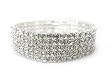 Silvertone Five Row Rhinestone Stretch Bracelet Fashion Jewelry