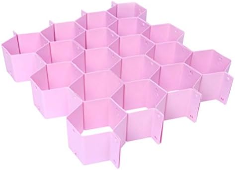 GlobalHouse Pink Honeycomb Plastic Drawer Organizer Divider Storage 8-Piece