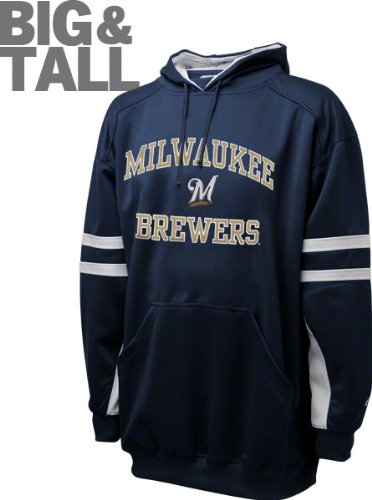 Milwaukee Brewers Big & Tall Authentic Collection Navy Hooded Sweatshirt
