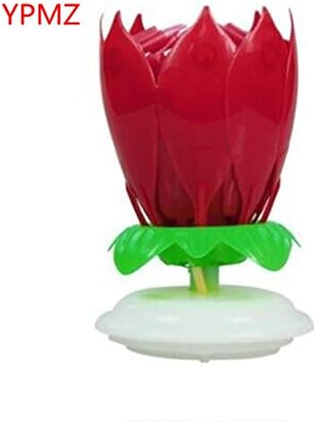 Birthday Candle,Plays Music,with 14 Little Candles and Spins(Red)