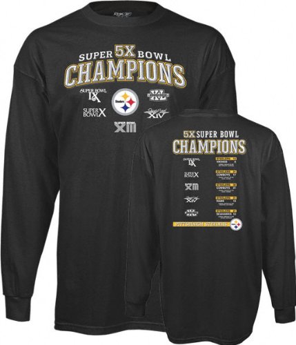 Buy Pittsburgh Steelers -Black- 5X Super Bowl Champions Commemorative Long Sleeve T-Shirt