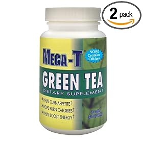 Mega-T Dietary Supplement Green Tea Extract Caplets, 90-Count Bottles (Pack of 2)