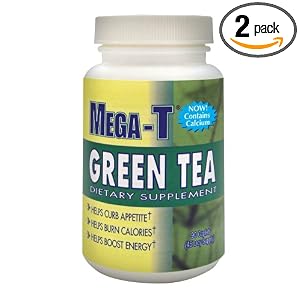 Mega-T Dietary Supplement Green Tea Extract Caplets, 90-Count Bottle (Pack of 2)