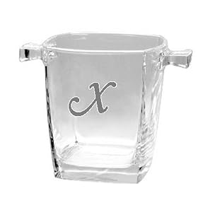 Culver Inc., Monogram X Square Base Glass Cooler Ice Bucket by Culver