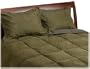 Aeolus Down Faux Suede Full/Queen 3-Piece Down Comforter Set, Olive