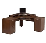 Bestar Elite Home Office Corner Wood Computer Desk in Tuscany Brown