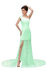 Lace Beaded One Shoulder Sleeveless Cocktail Floor Length 2015 Evening Dress/Prom Dress/Party Dress/Wedding Dress 