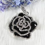 Crystal Rose Flower Jewelry USB Flash Drive with Necklace:8GB(Black)