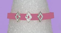 Bracelet - B308 - 3 Crystal Diamond Slide Charms on Jelly Style Bracelet ~ Pink