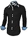TAM WARE Mens Trendy Slim Fit Inner Checkered Button Down Shirt TWNMS323S-BLACK-US M