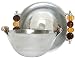 Aluminum Large Round Bowl with Dark Mocha and Gold Glass Bead Handles 9 1/4"D 4 1/4"H