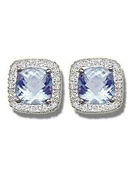 .20 ct 2-8mm Checker Cut Aquamarine White Gold Earring