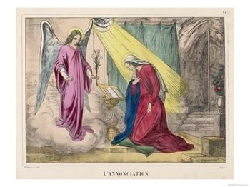Mary is Reading a Book When She is Interrupted by an Angel Art Giclee Poster Print, 24x18