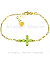 Peridot Cross Bracelet in 14k Yellow Gold